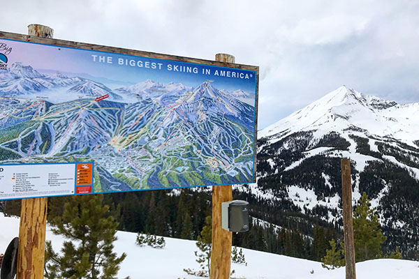 On-mountain trail map of expansive terrain at Big Sky, Montana, site of PSIA-AASI National Academy 2019