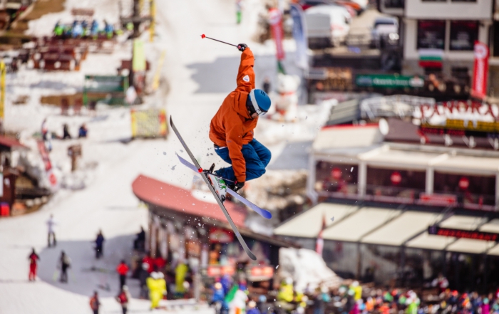 PSIA Alpine Team member Ryan Christofferson does a park trick