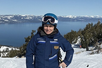 Pat Campbell skis at Lake Tahoe