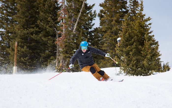 Mike Hafer carves on his skis at Breckenridge