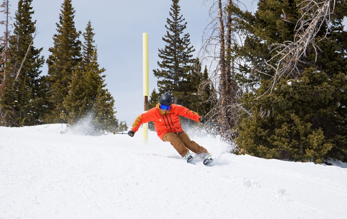 Brian Smith skis at Breckenridge, Colorado.