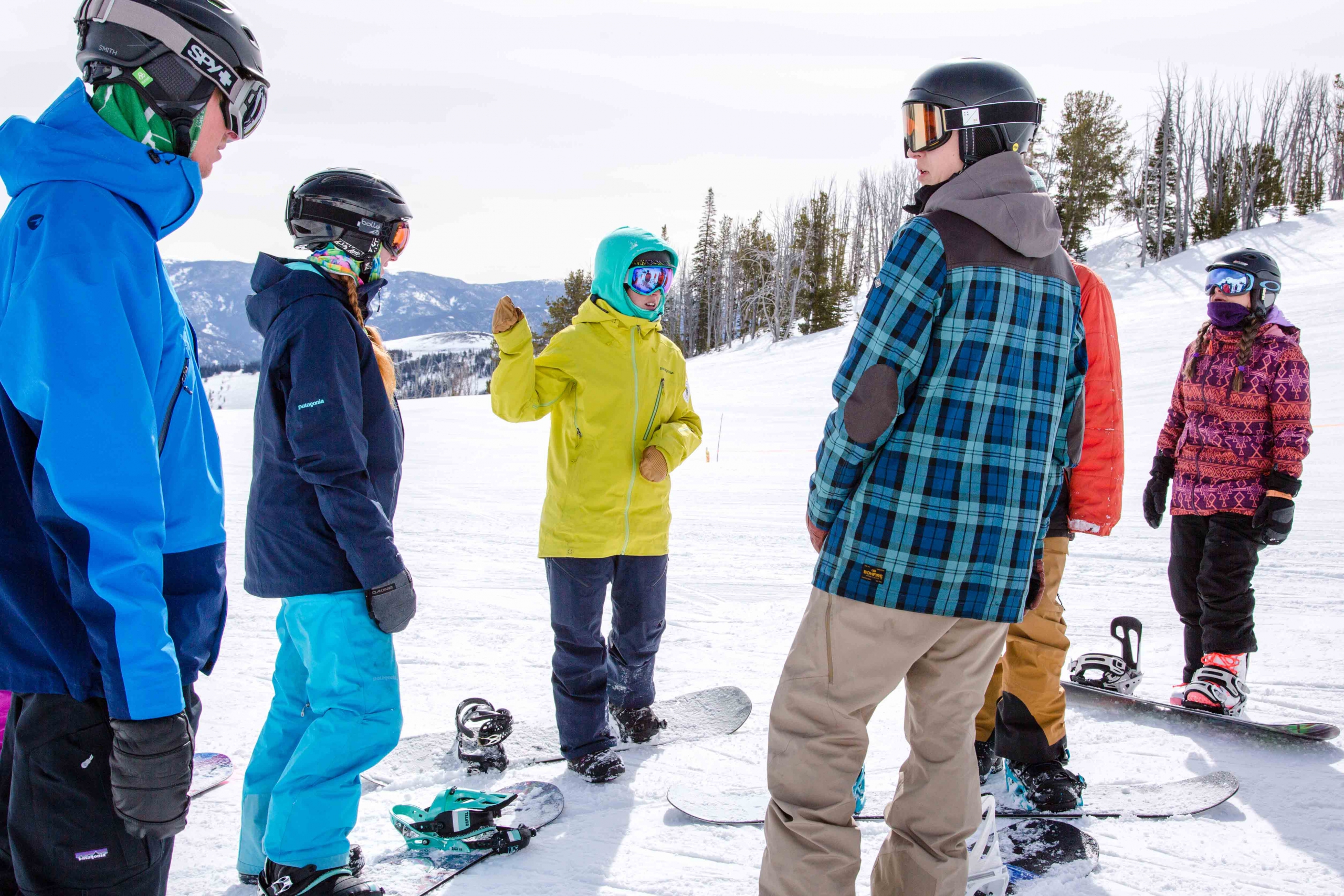 Amy Gan teaches a snowboard lesson