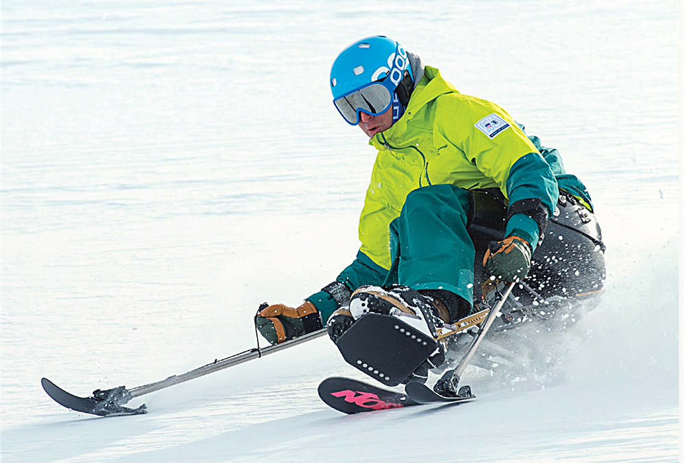 PSIA-AASI Adaptive Coach Geoff Krill Mono Skis