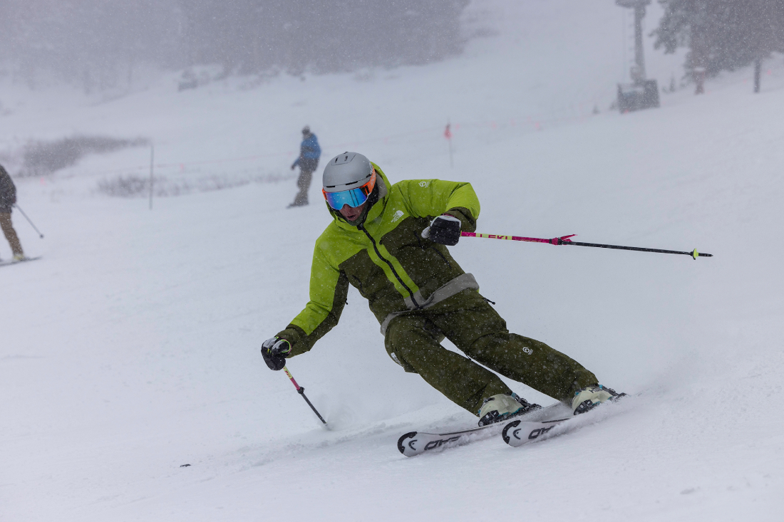 Skier using Leki poles