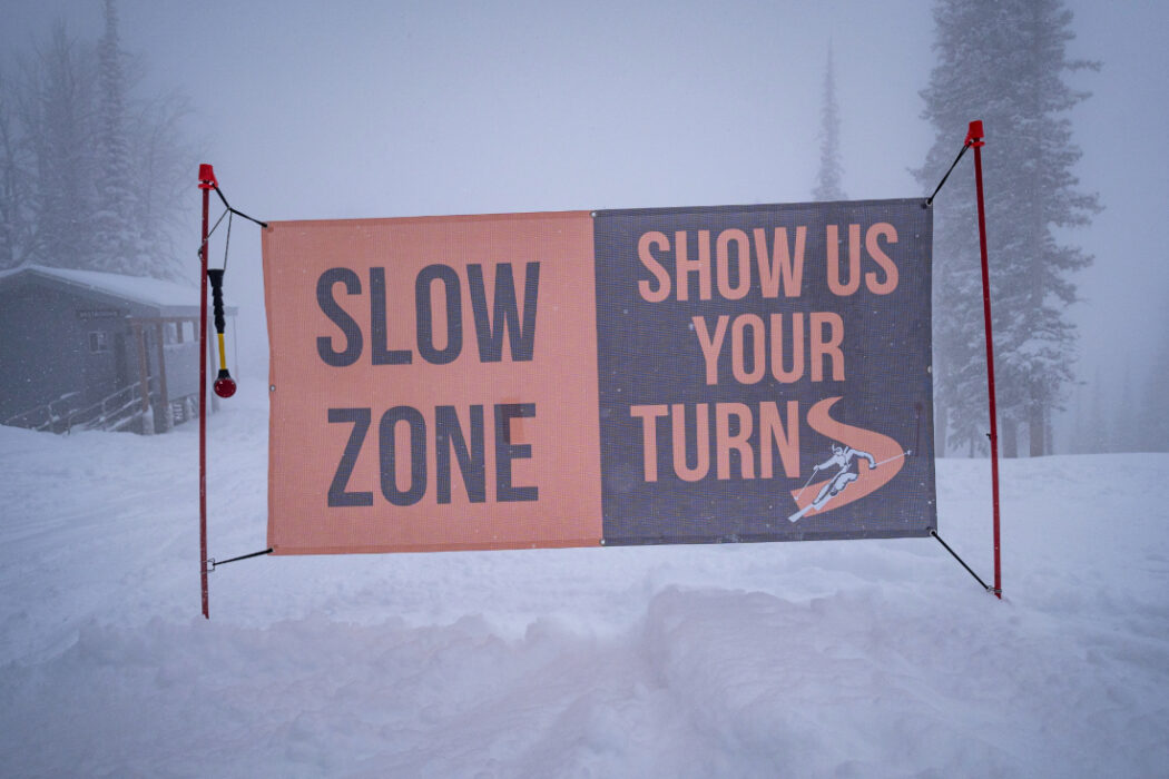 Slow Zone ski slope sign